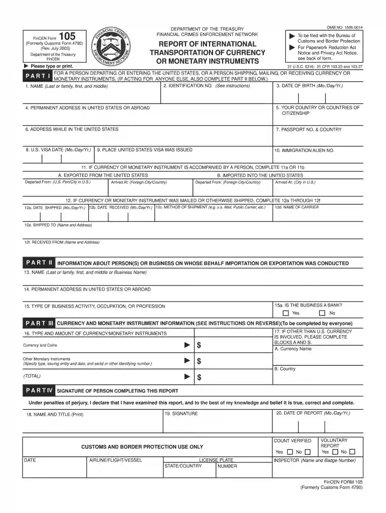 fincen 105 Preview on Page 1