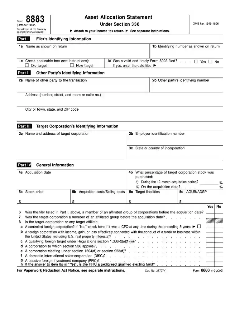 form 8883 Preview on Page 1