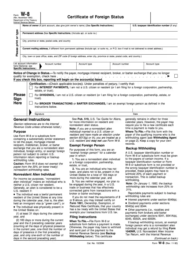 w8 form Preview on Page 1