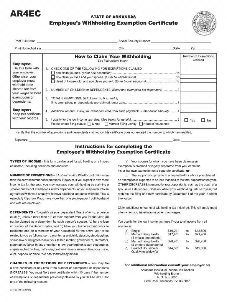arkansas withholding form Preview on Page 1