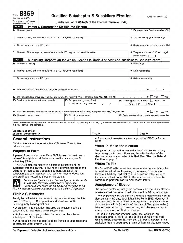 subchapter s election form Preview on Page 1