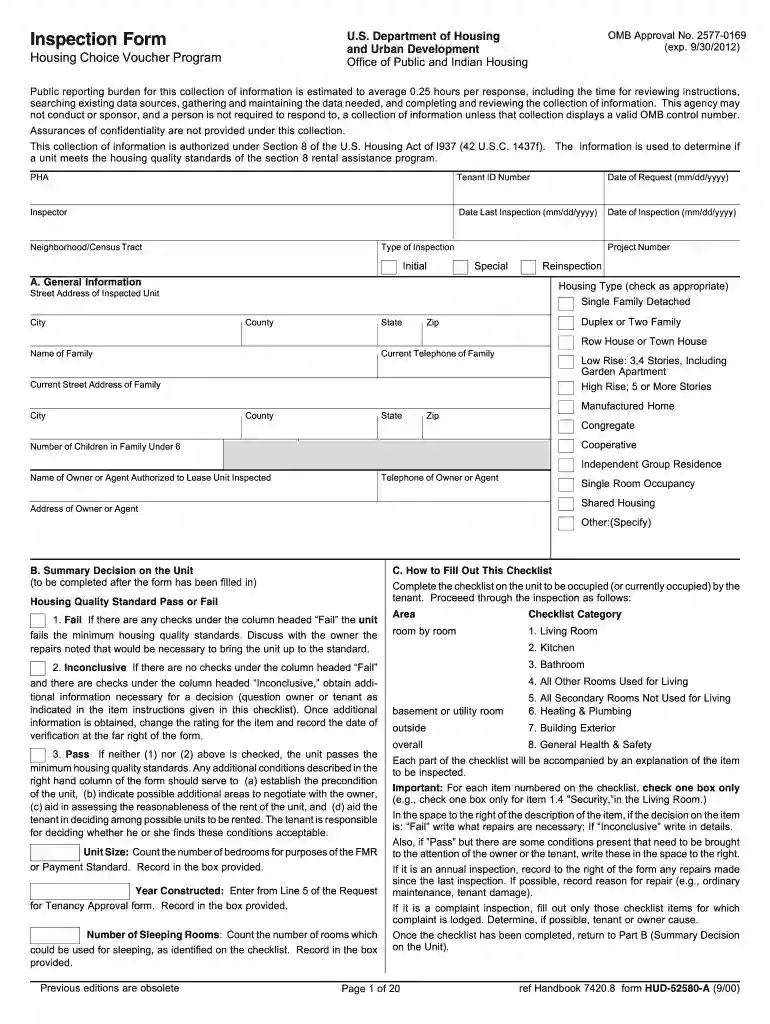 hud form 52580 a 2000 Preview on Page 1