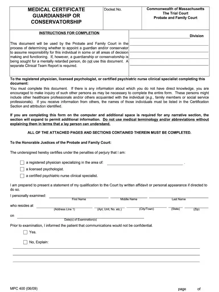 proof of guardianship Preview on Page 1
