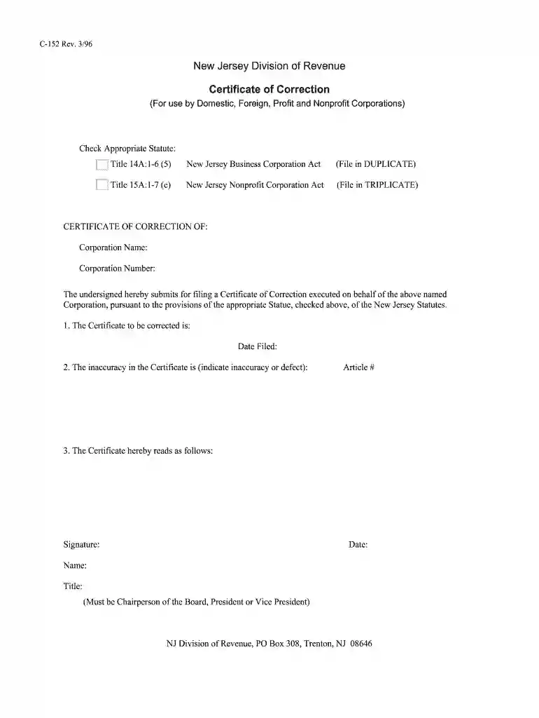 nj dmv title correction form Preview on Page 1