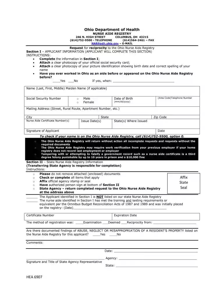 ohio nurse aide registry Preview on Page 1