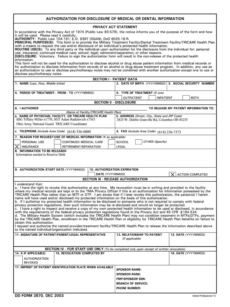 dd form 2870 Preview on Page 1