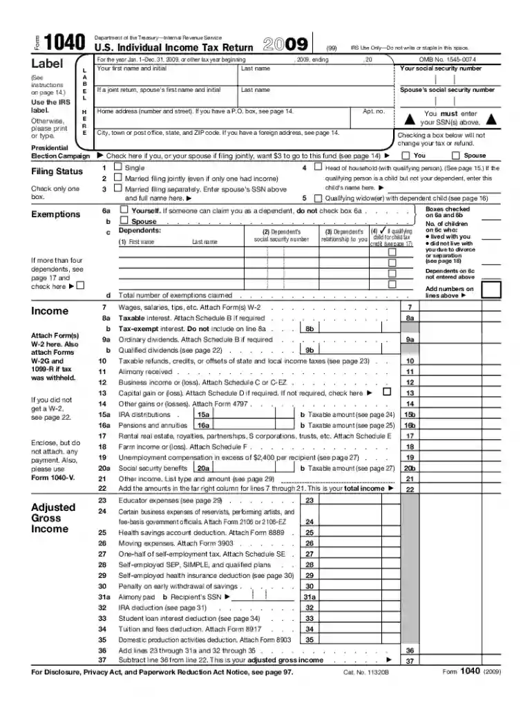 2009 form 1040 Preview on Page 1