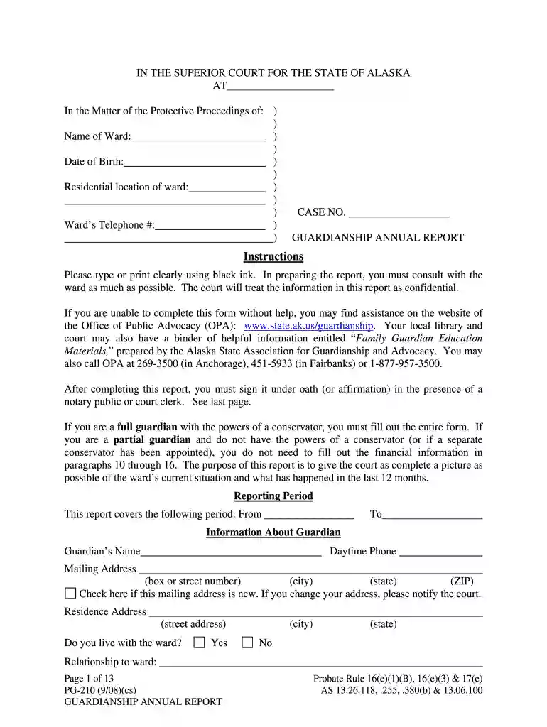 alaska guardianship annual report Preview on Page 1
