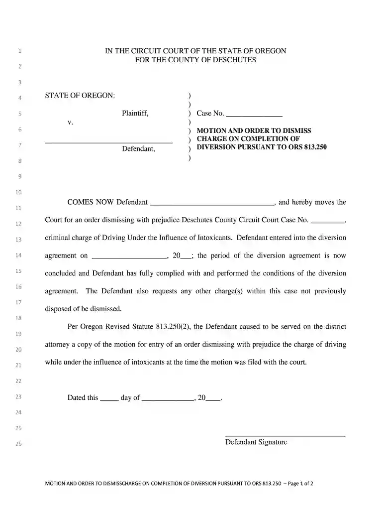 oregon motion to dismiss form Preview on Page 1