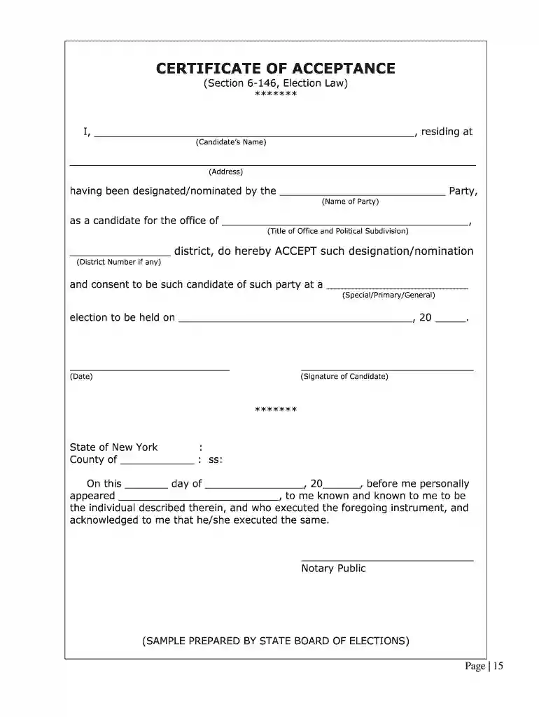 certificate of acceptance Preview on Page 1