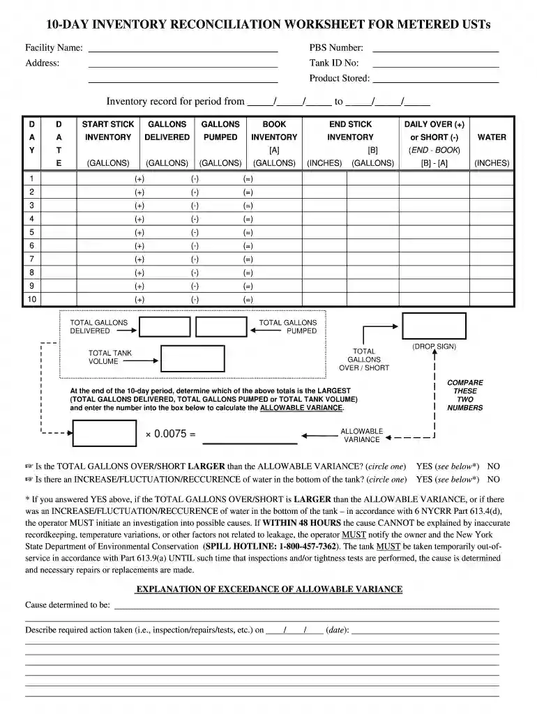 10 day inventory reconciliation worksheet Preview on Page 1
