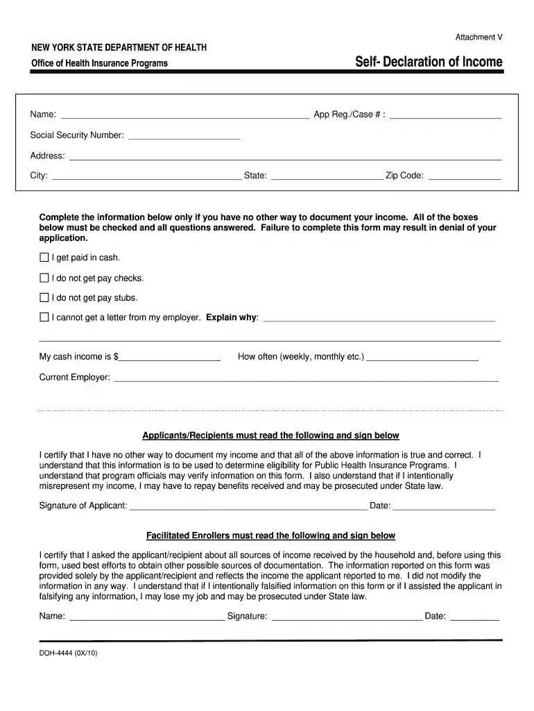 doh self declaration of income form Preview on Page 1