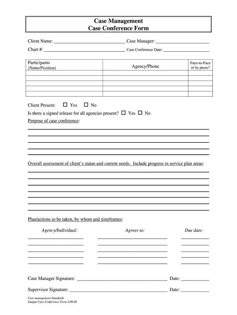 social work case conference template Preview on Page 1