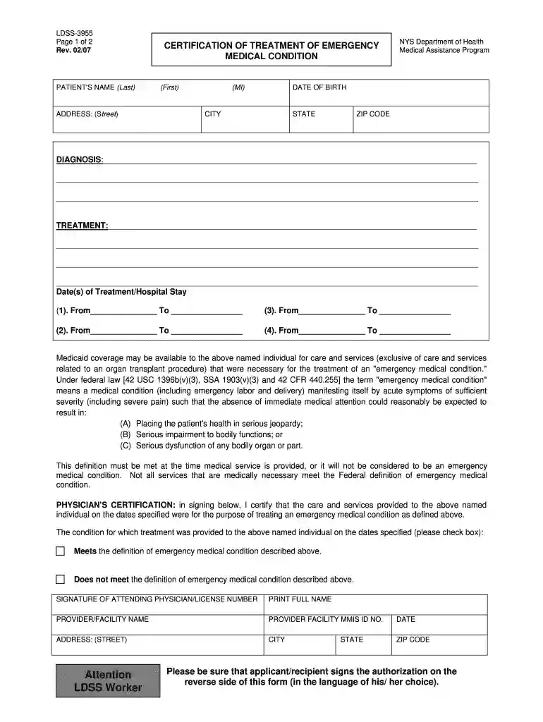 emergency medical certificate format Preview on Page 1