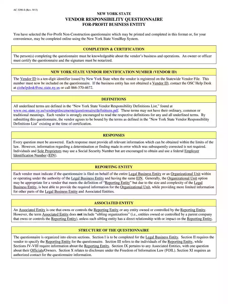vendor questionnaire template Preview on Page 1