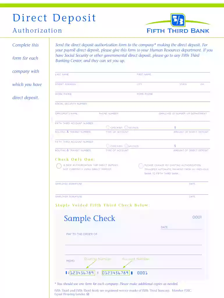 fifth third bank routing number Preview on Page 1