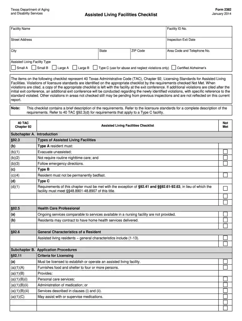 hhsc texas form 2382 Preview on Page 1