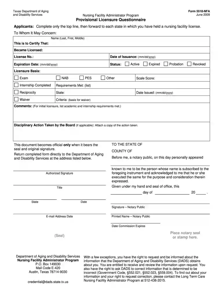 form 5518 texas Preview on Page 1
