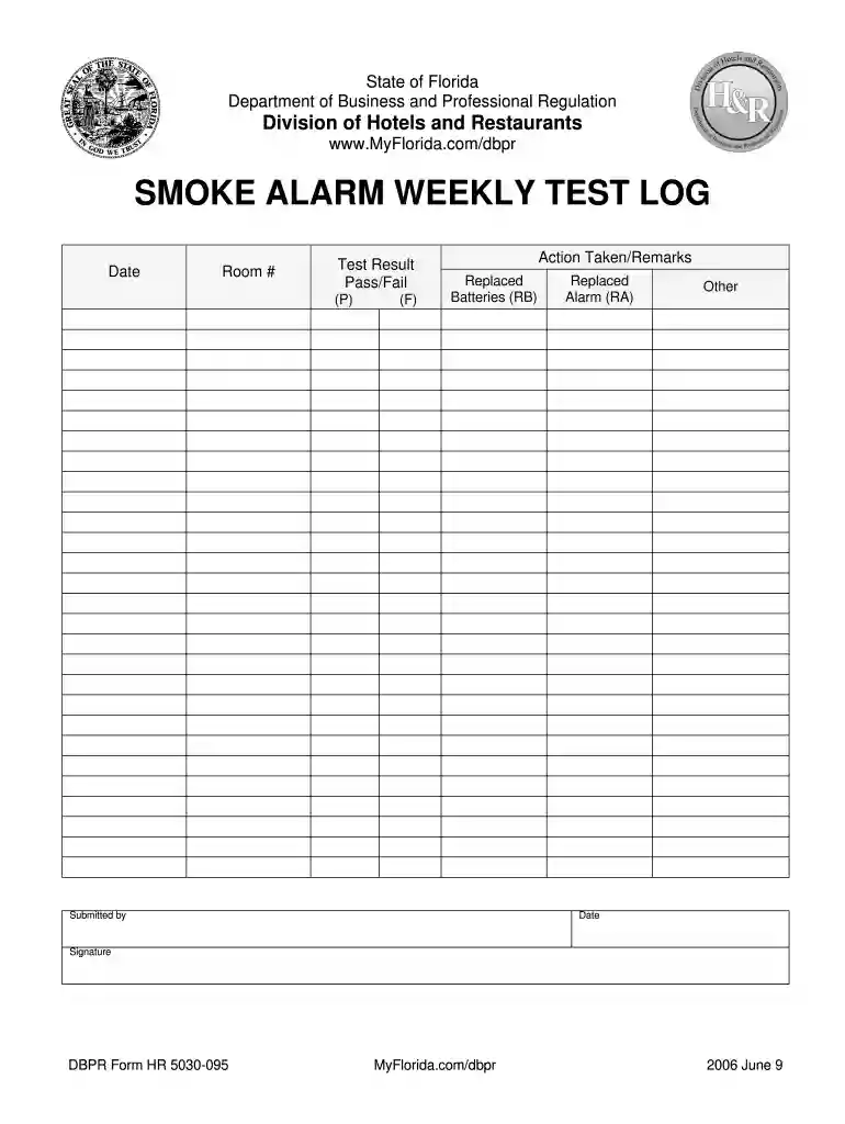 printable smoke detector log sheet template Preview on Page 1