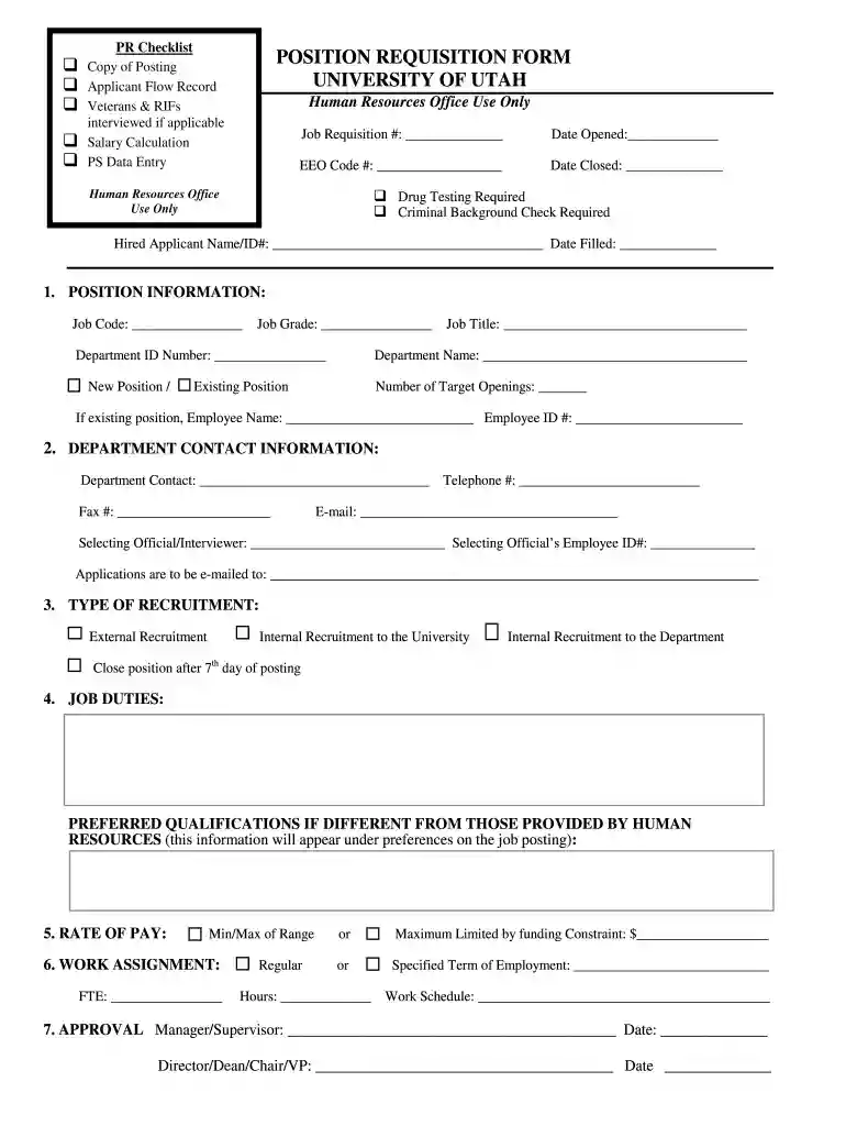 job requisition form template word Preview on Page 1