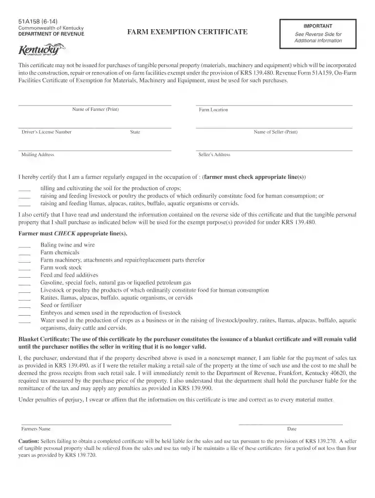 ky farm tax exempt form online Preview on Page 1