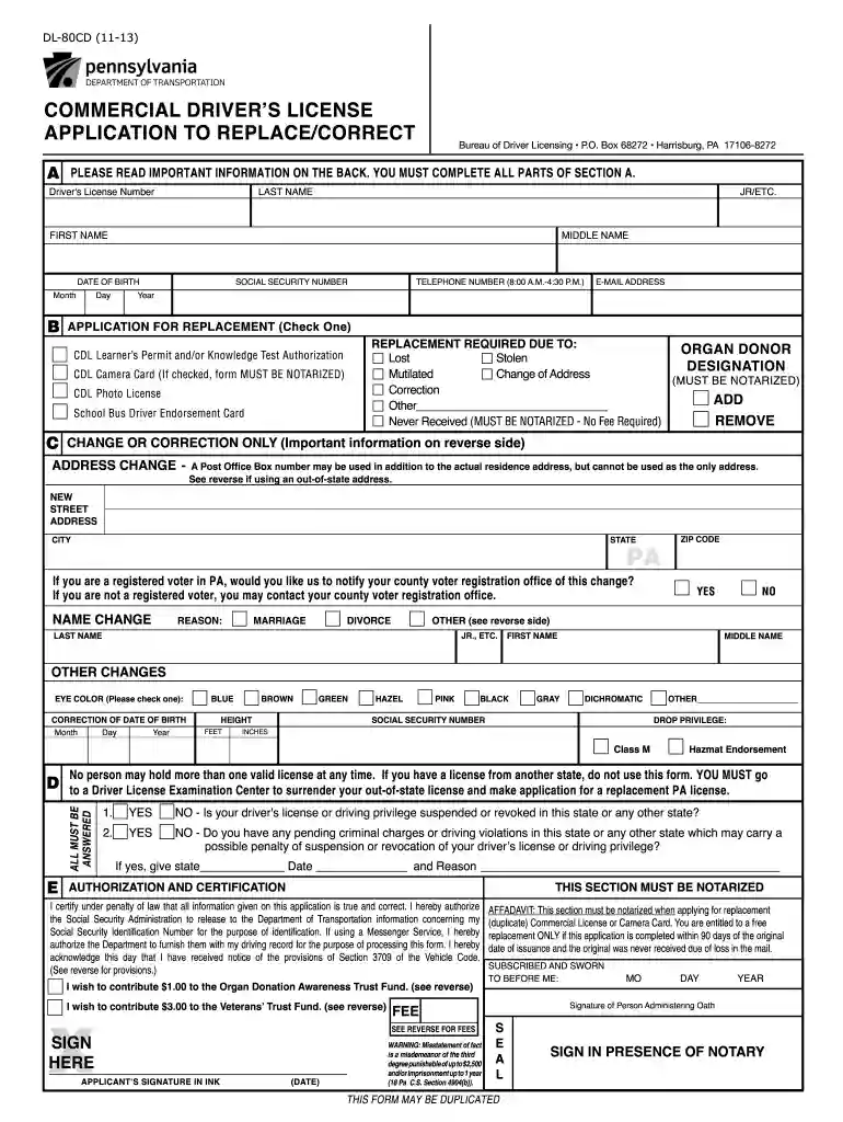 dl 80 form Preview on Page 1