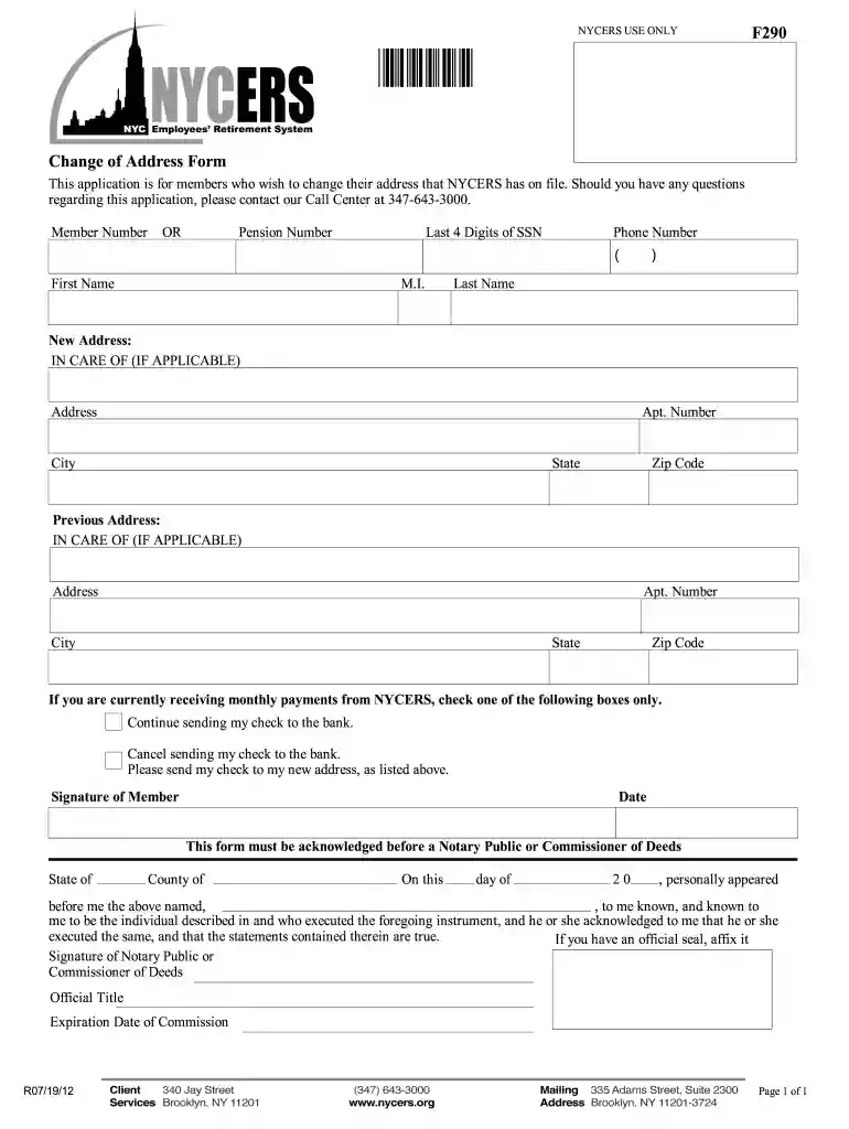 nycers change of address form Preview on Page 1