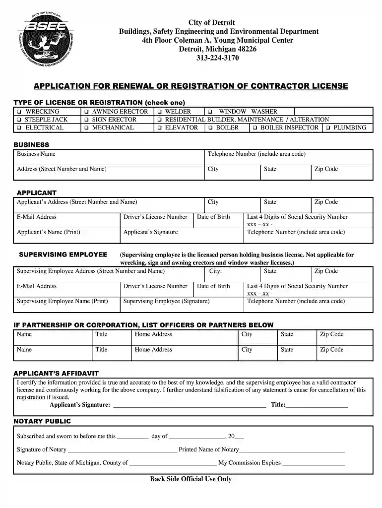 detroit contractor licence Preview on Page 1