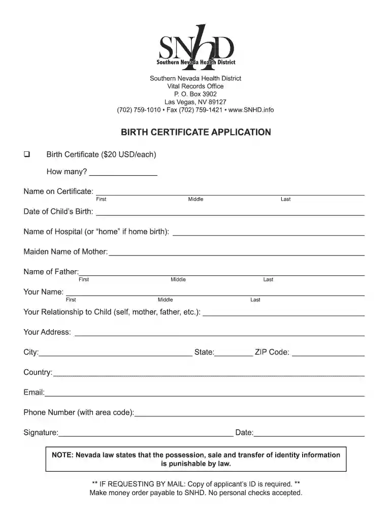 death certificate nevada Preview on Page 1