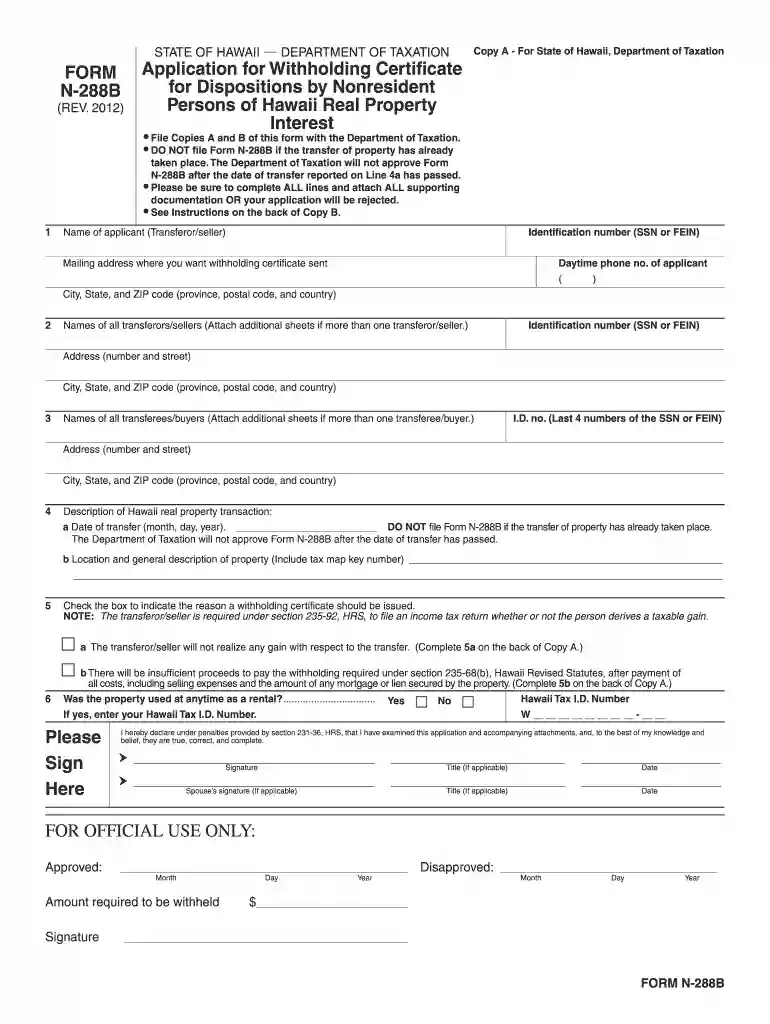 n 288b 2012 form Preview on Page 1