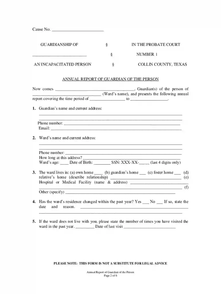 annual report guardianship Preview on Page 1