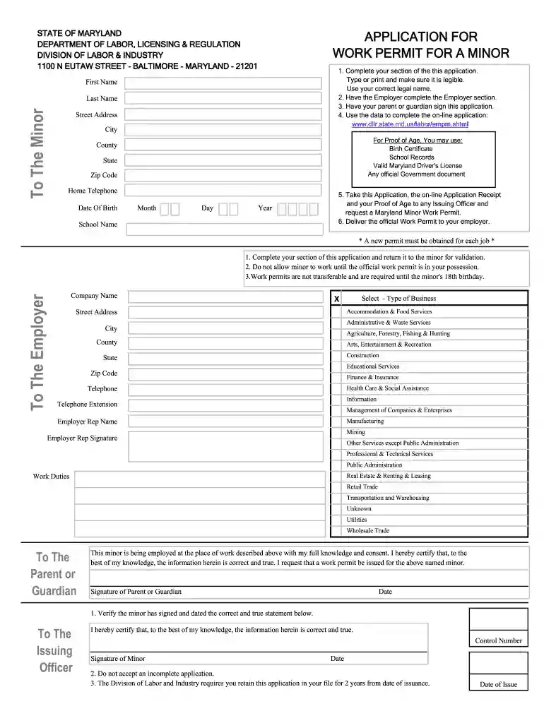 maryland work permit Preview on Page 1