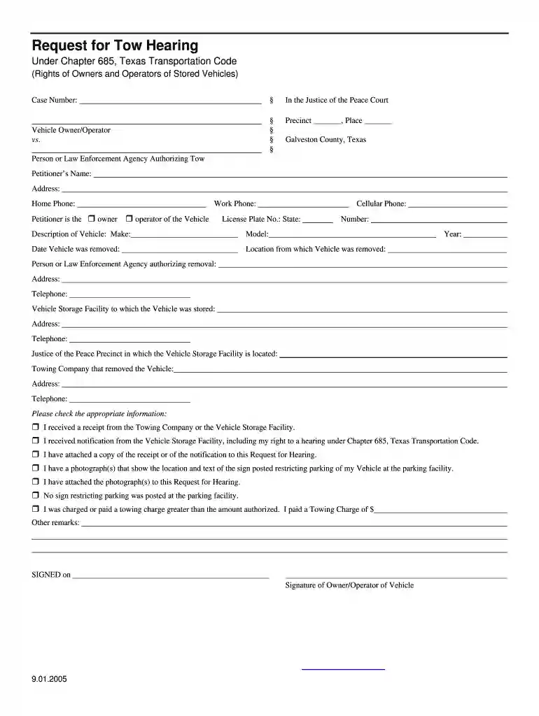 texas request hearing galveston form Preview on Page 1