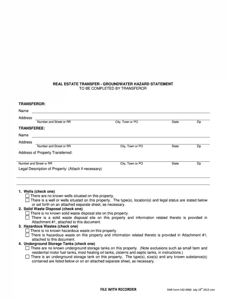 iowa groundwater hazard statement Preview on Page 1