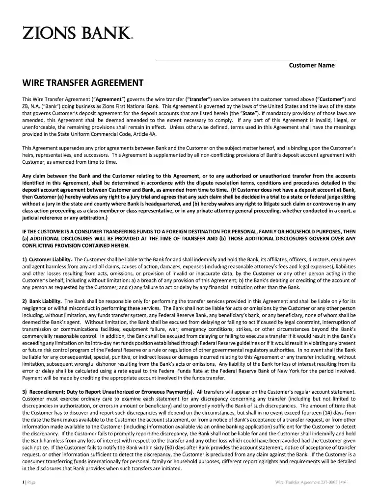zions bank wire Preview on Page 1