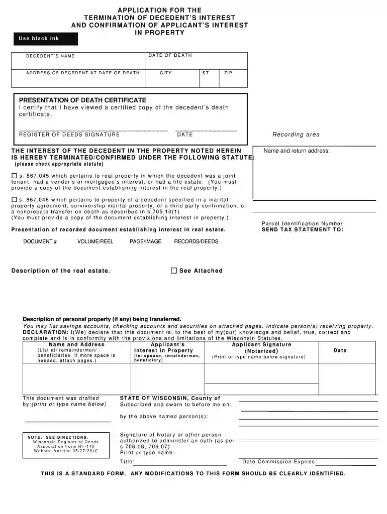 wisconsin tod 110 form Preview on Page 1