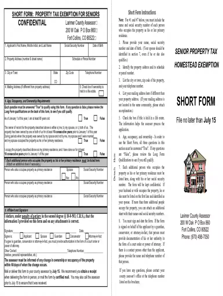 larimer county property tax exemption for seniors Preview on Page 1
