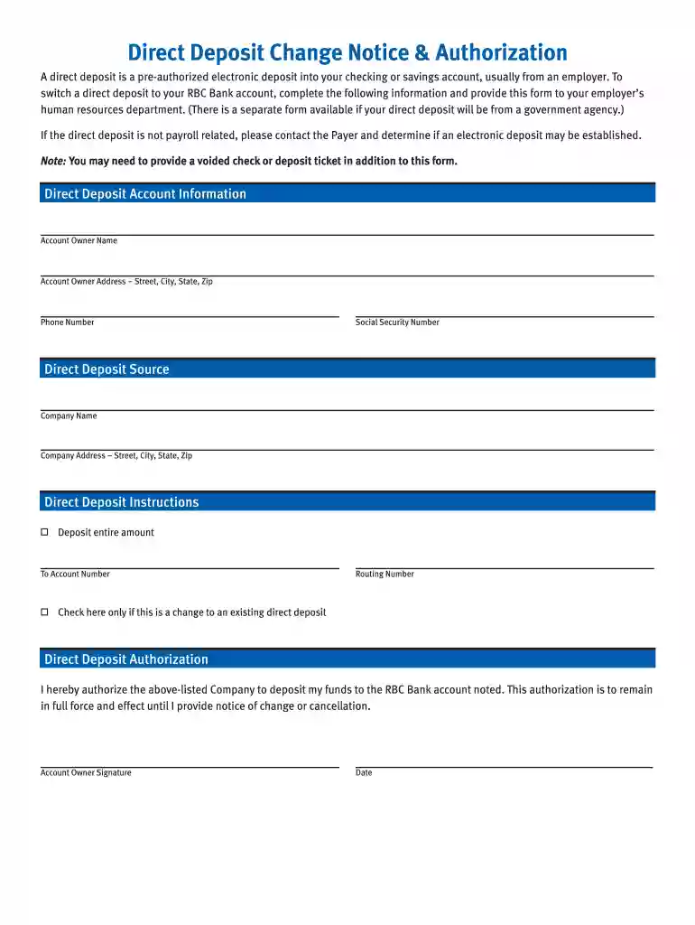 rbc deposit slip template Preview on Page 1