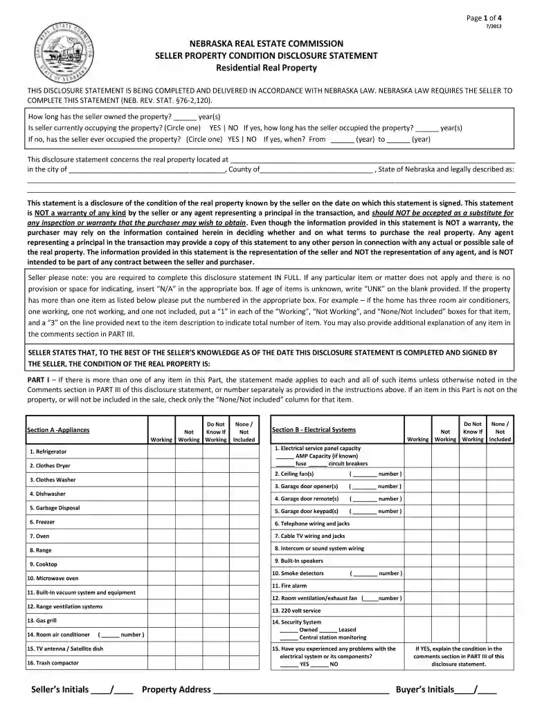 nebraska disclosure statement Preview on Page 1