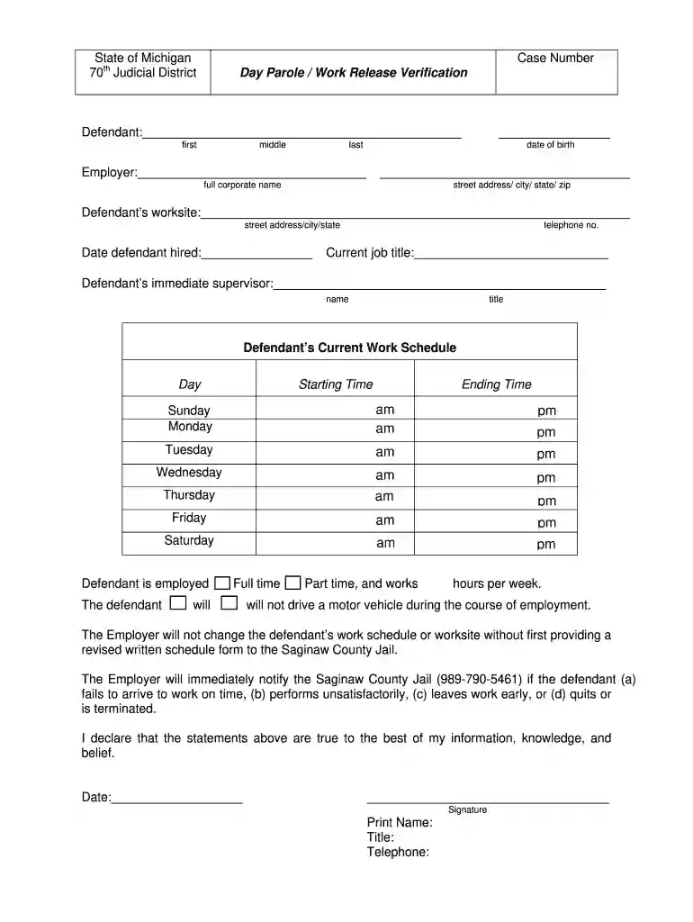 high school work release form Preview on Page 1