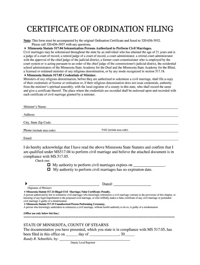 get ordained online minnesota Preview on Page 1