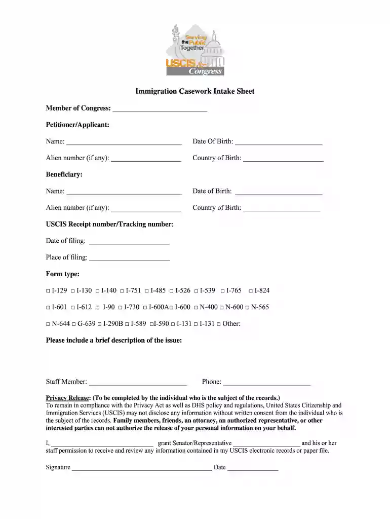 uscis privacy release form Preview on Page 1