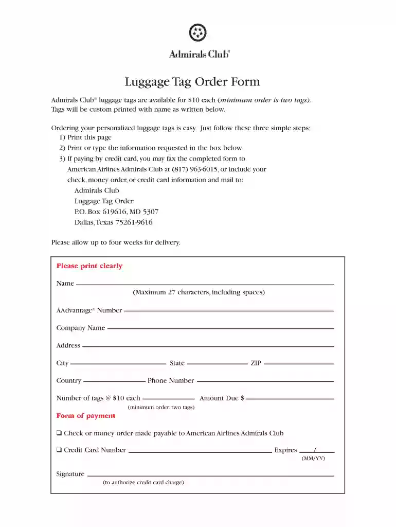 american airlines luggage tags Preview on Page 1