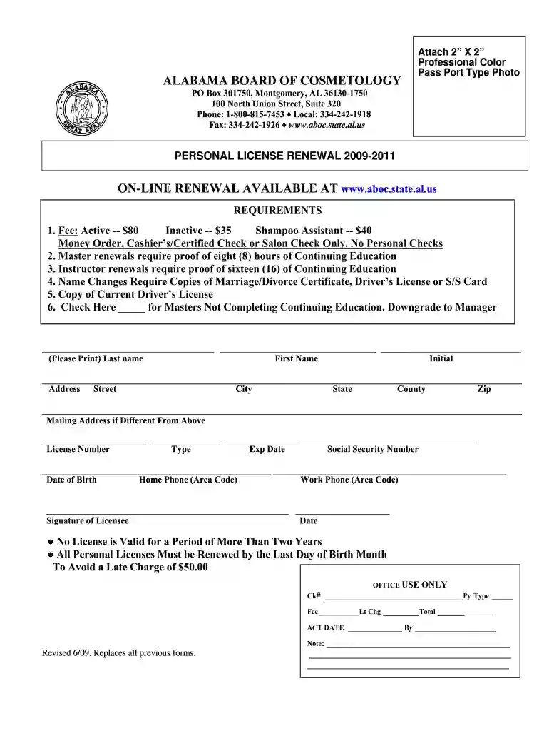 cosmetology license application form Preview on Page 1