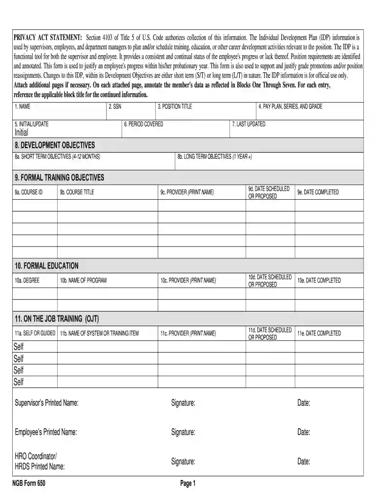 mod form 650 Preview on Page 1