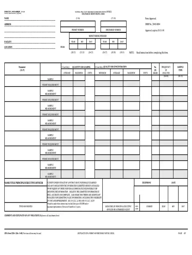 us epa form 3320 1 instructions 1988 Preview on Page 1