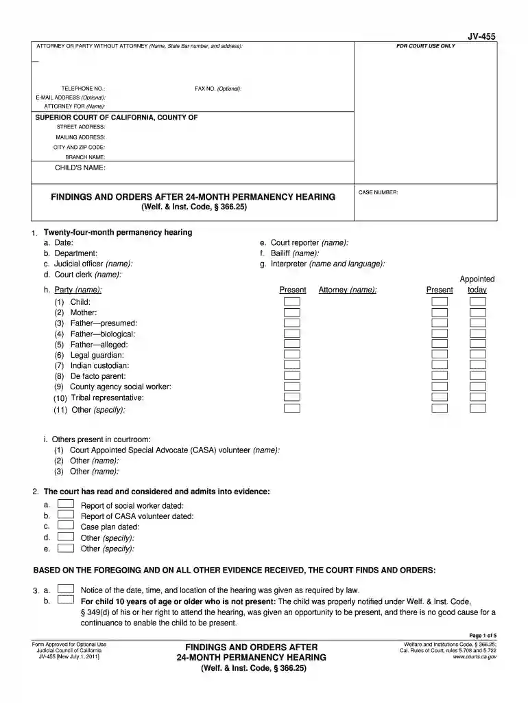 california jv 455 2011 form Preview on Page 1