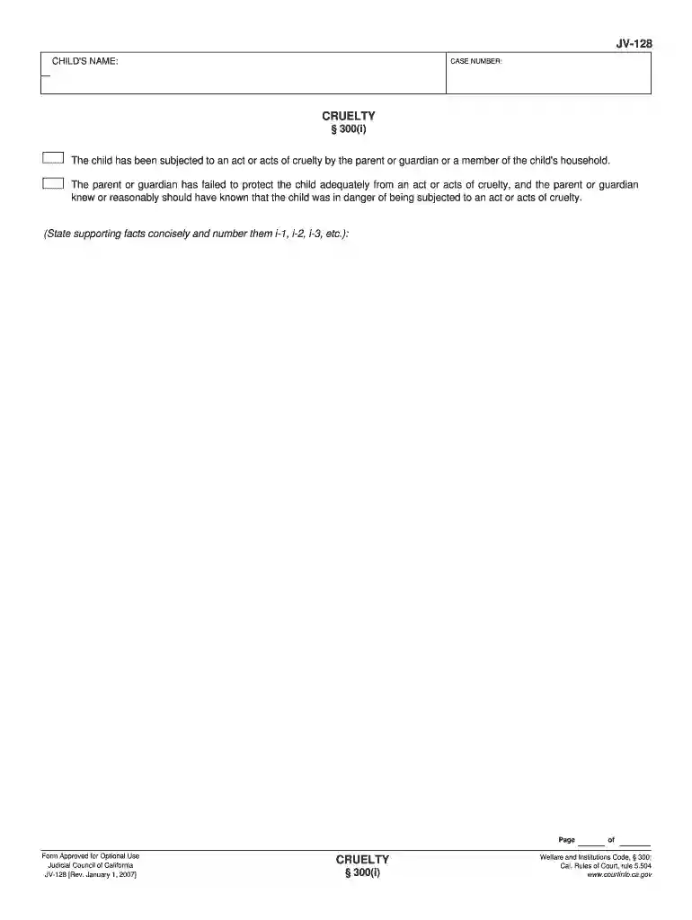ca 128 cruelty form Preview on Page 1