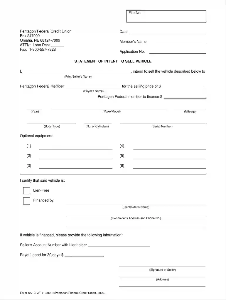 letter of intent to sell vehicle Preview on Page 1