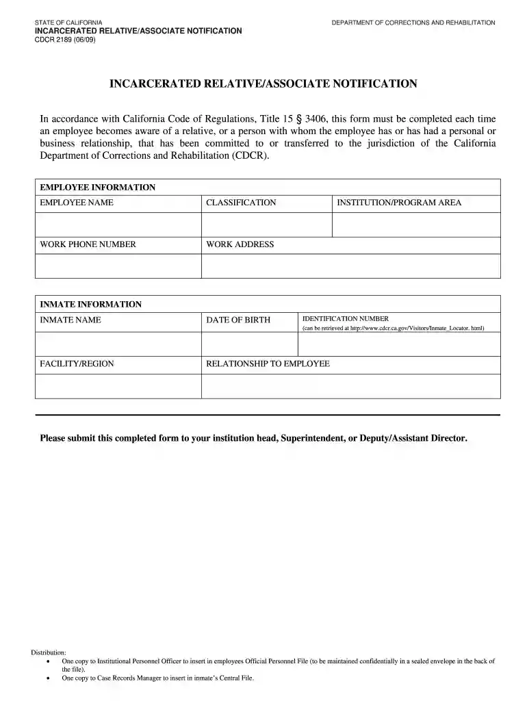 cdcr form 2189 Preview on Page 1